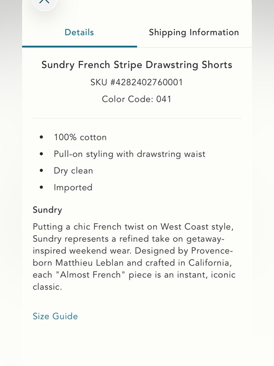 Anthropologie Sundry French Stripe Drawstring Shorts NWT size M 100% Cotton - Picture 6 of 8